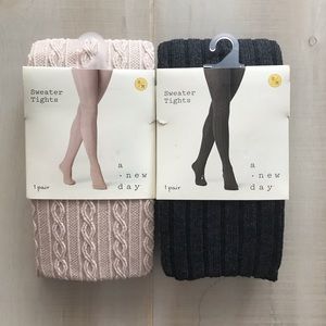 a new day Accessories - NEW Set of 2 Sweater Tights Pink Gray Knit S/M a new day Accessories - NEW Set of 2 Sweater Tights Pink Gray Knit S/M